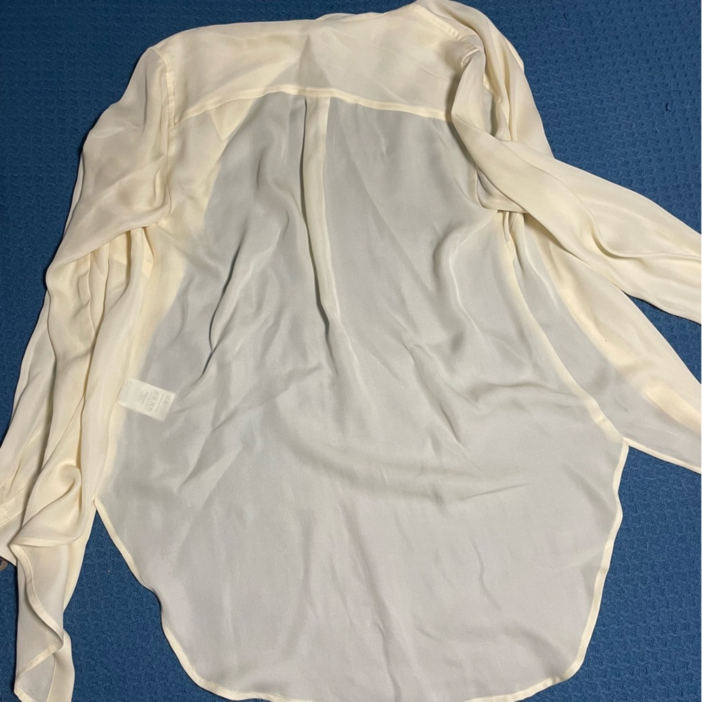 J Crew Size 0 Off White Silk Buttondown Blouse - Picture 3 of 6